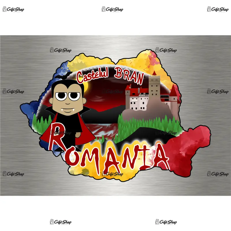 Harta, romania, castelul bran, magnet frigider mgs011